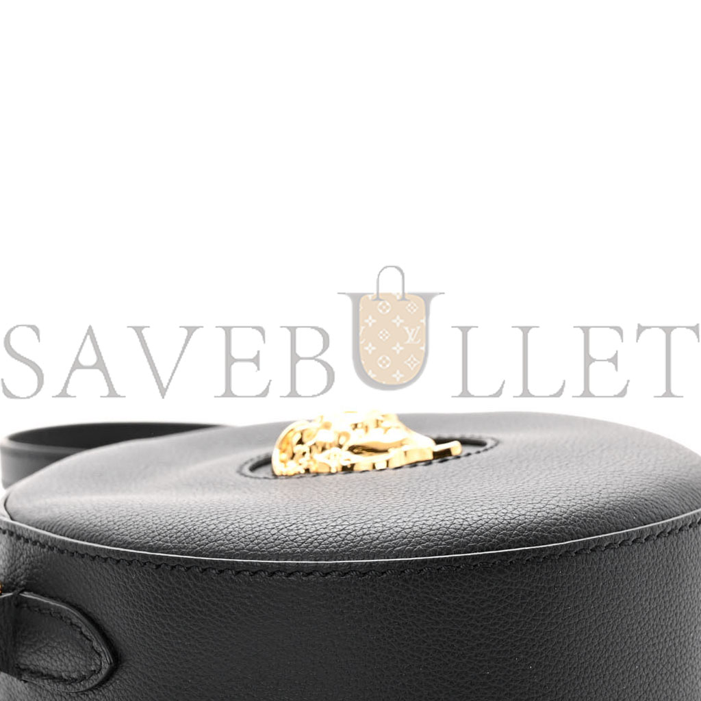 VERSACE CALFSKIN LA MEDUSA ROUND CAMERA BAG BLACK (18*18*5cm)