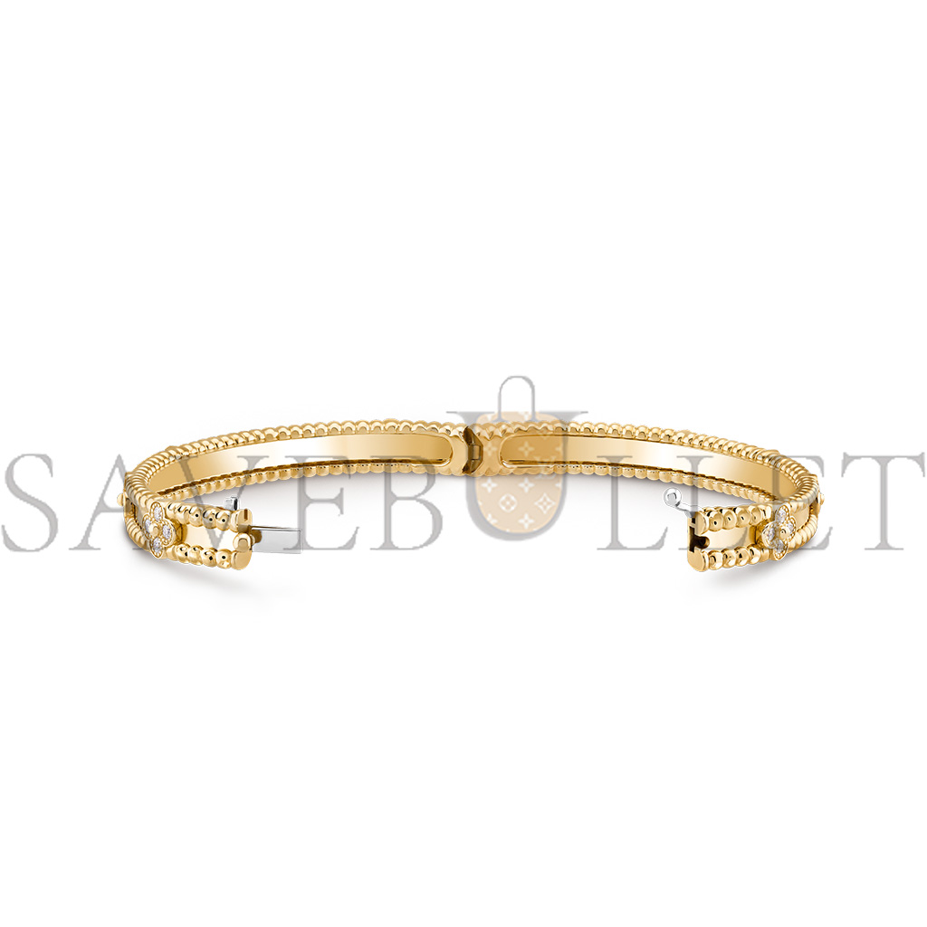 VAN CLEEF ARPELS PERLÉE SWEET CLOVERS BRACELET, MEDIUM MODEL - YELLOW GOLD, DIAMOND  VCARP6X400