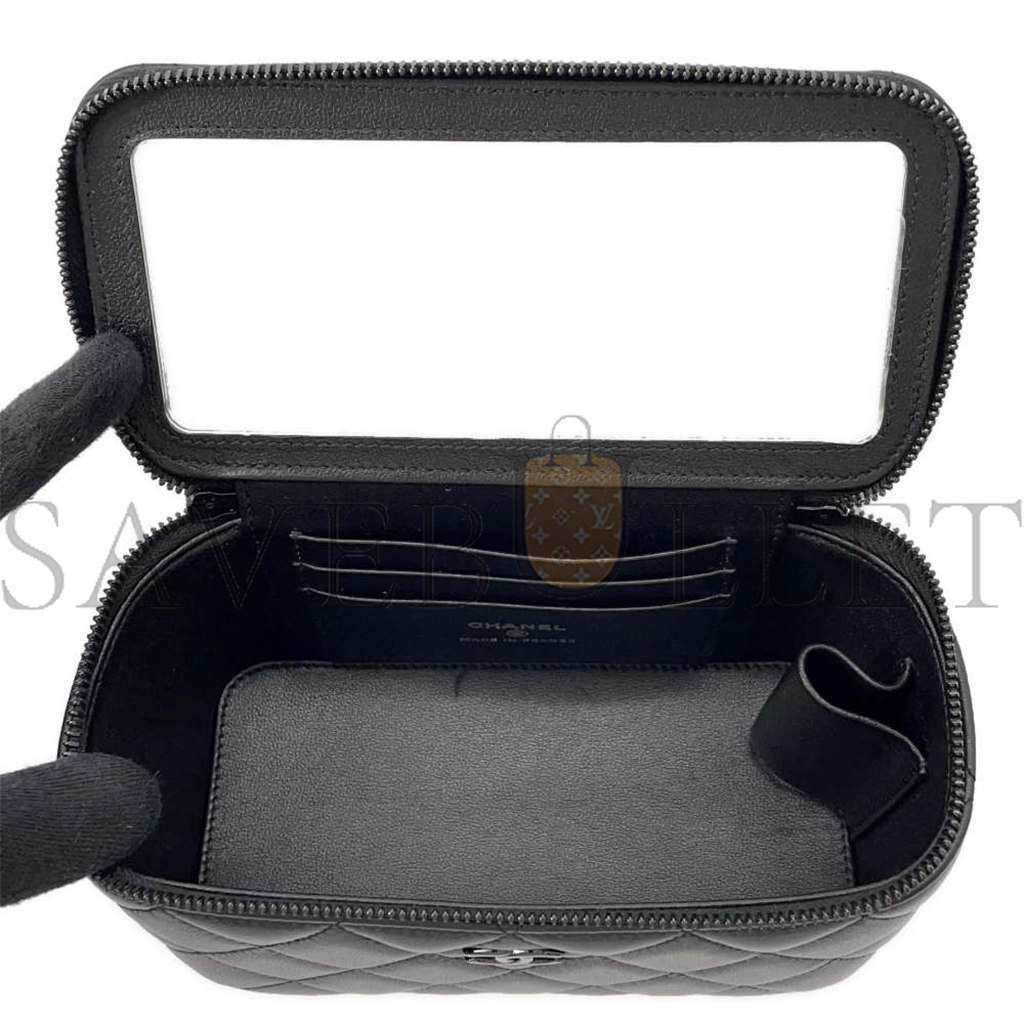 CHANEL MATELASSE 2WAY VANITY CASE BLACK LAMBSKIN AP2199 (16*10*8cm)