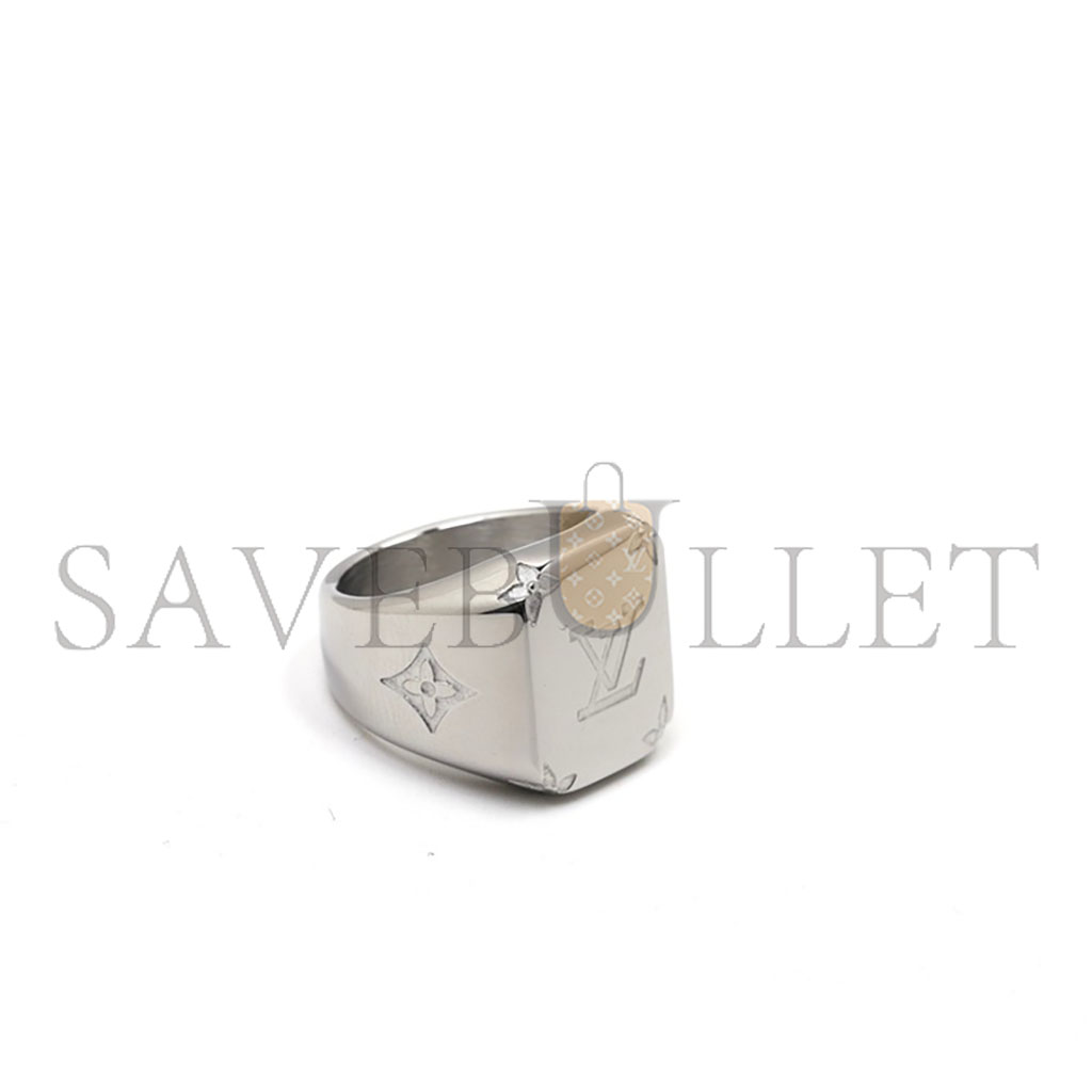 LOUIS VUITTON RING SIGNET LV SILVER METAL M62488