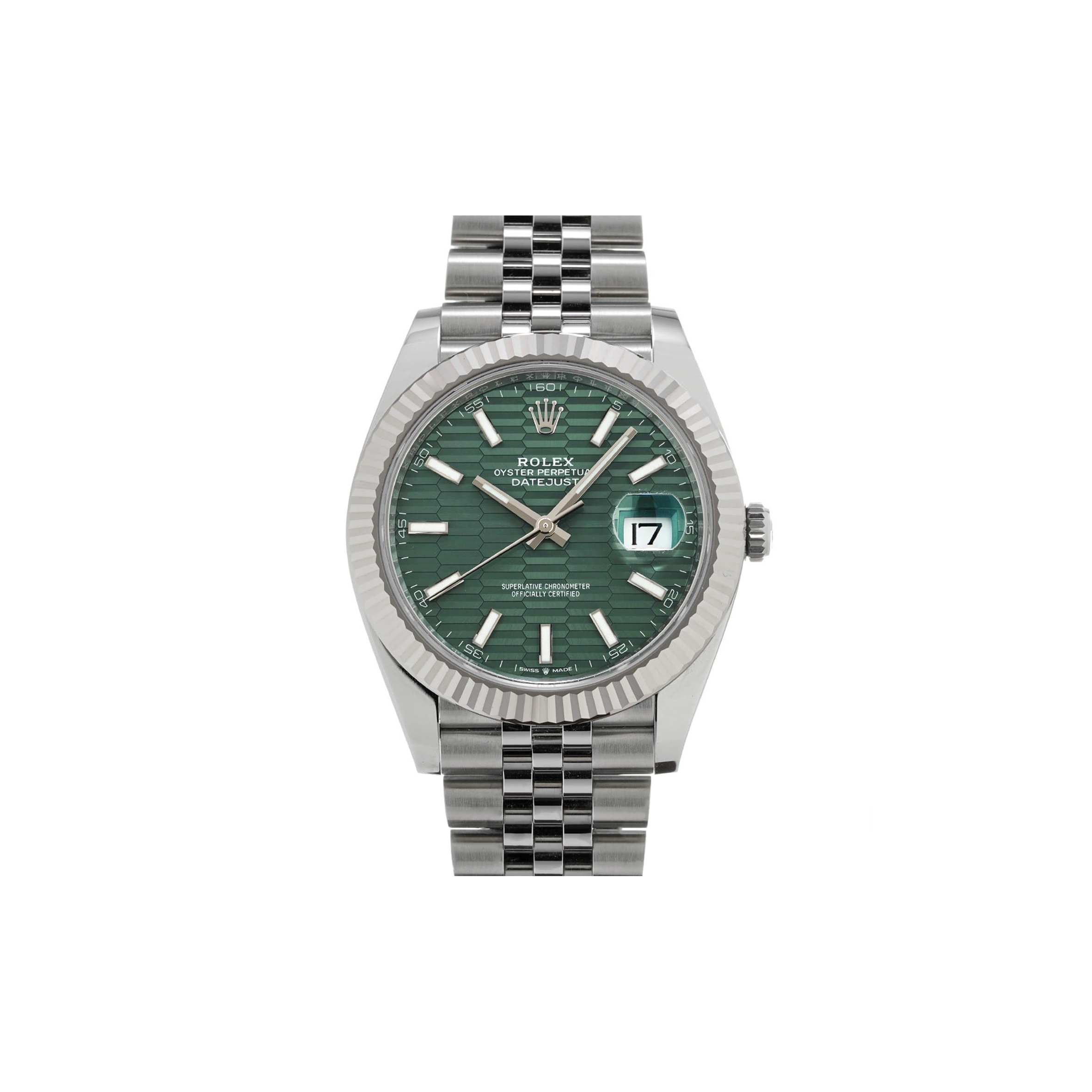 ROLEX DATEJUST MINT GREEN 41MM WATCH 126334-0030