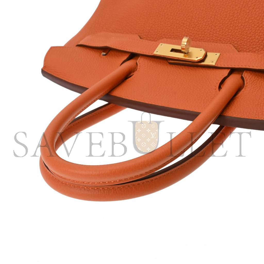 HERMES MASTER BIRKIN 30 TOGO LEATHER ORANGE GOLD BUCKLE BAG H028369CC83 (35*28*18cm)