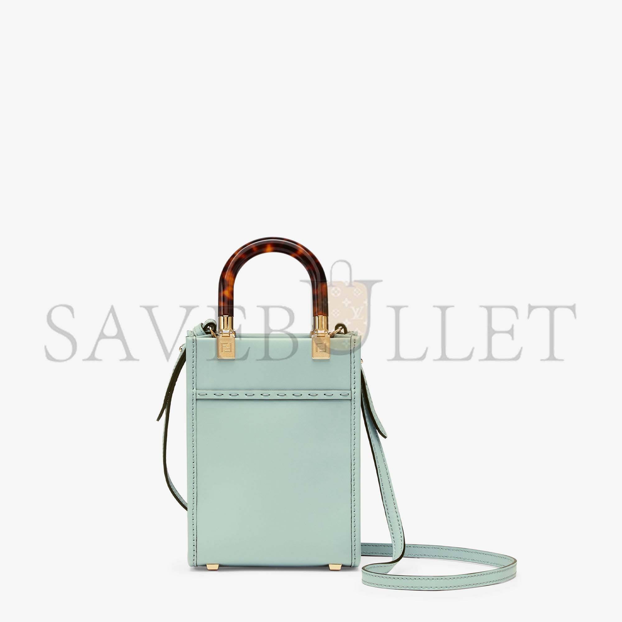 FENDI MINI SUNSHINE SHOPPER - MINT GREEN LEATHER MINI-BAG 8BS051ABVLF03HW (18*13*6.5cm)