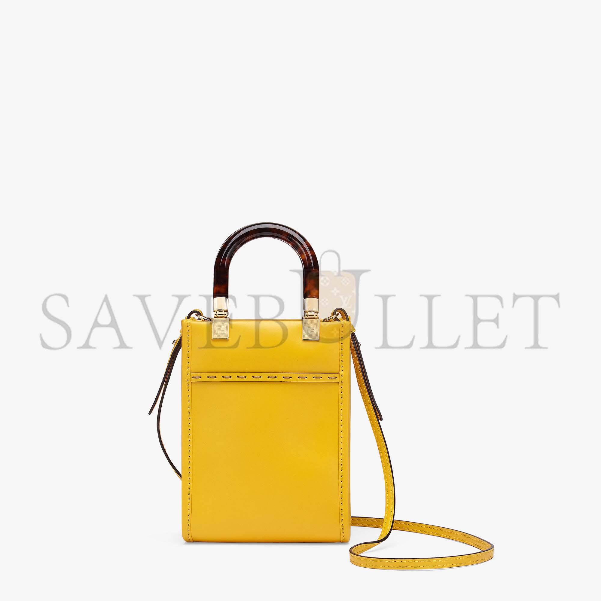 FENDI MINI SUNSHINE SHOPPER - YELLOW LEATHER MINI-BAG 8BS051ABVLF192E (18*13*6.5cm)