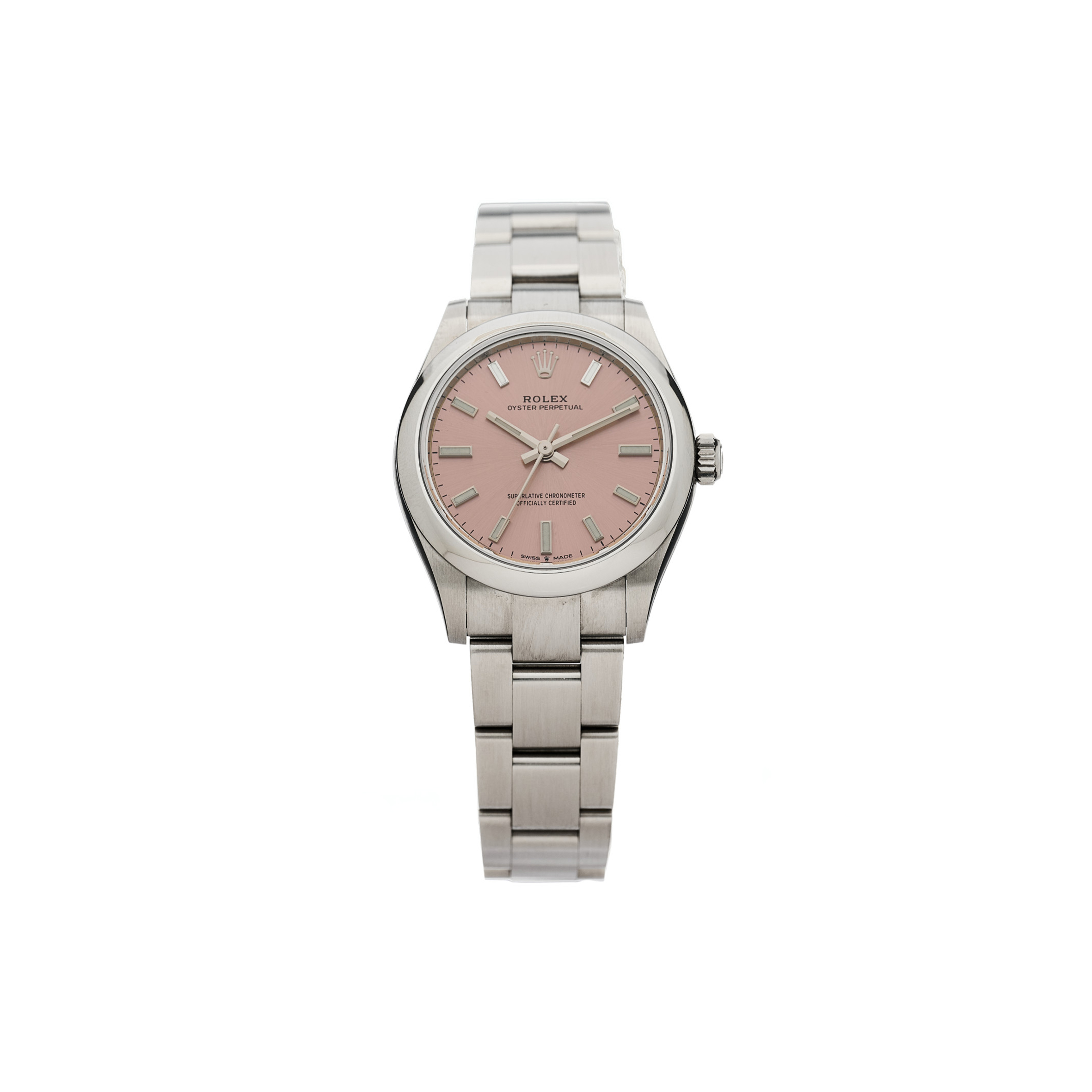 ROLEX STAINLESS STEEL 31MM OYSTER PERPETUAL WATCH PINK 277200