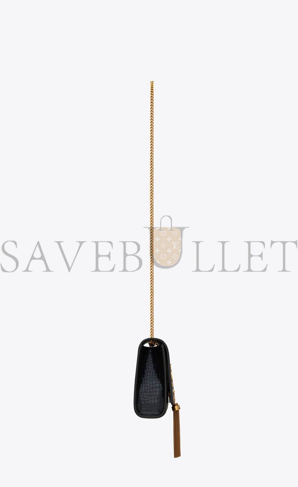 YSL KATE MEDIUM CHAIN BAG WITH TASSEL IN SHINY CROCODILE-EMBOSSED LEATHER 354119AAAY14083 (24*14.5*5.5cm)