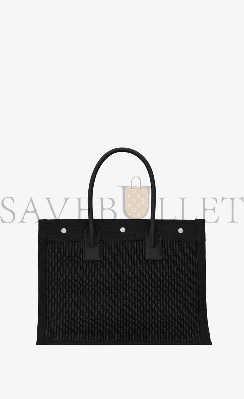 YSL RIVE GAUCHE SMALL TOTE BAG IN RAFFIA AND LEATHER 6174812M21E1050 (39*31*18cm)