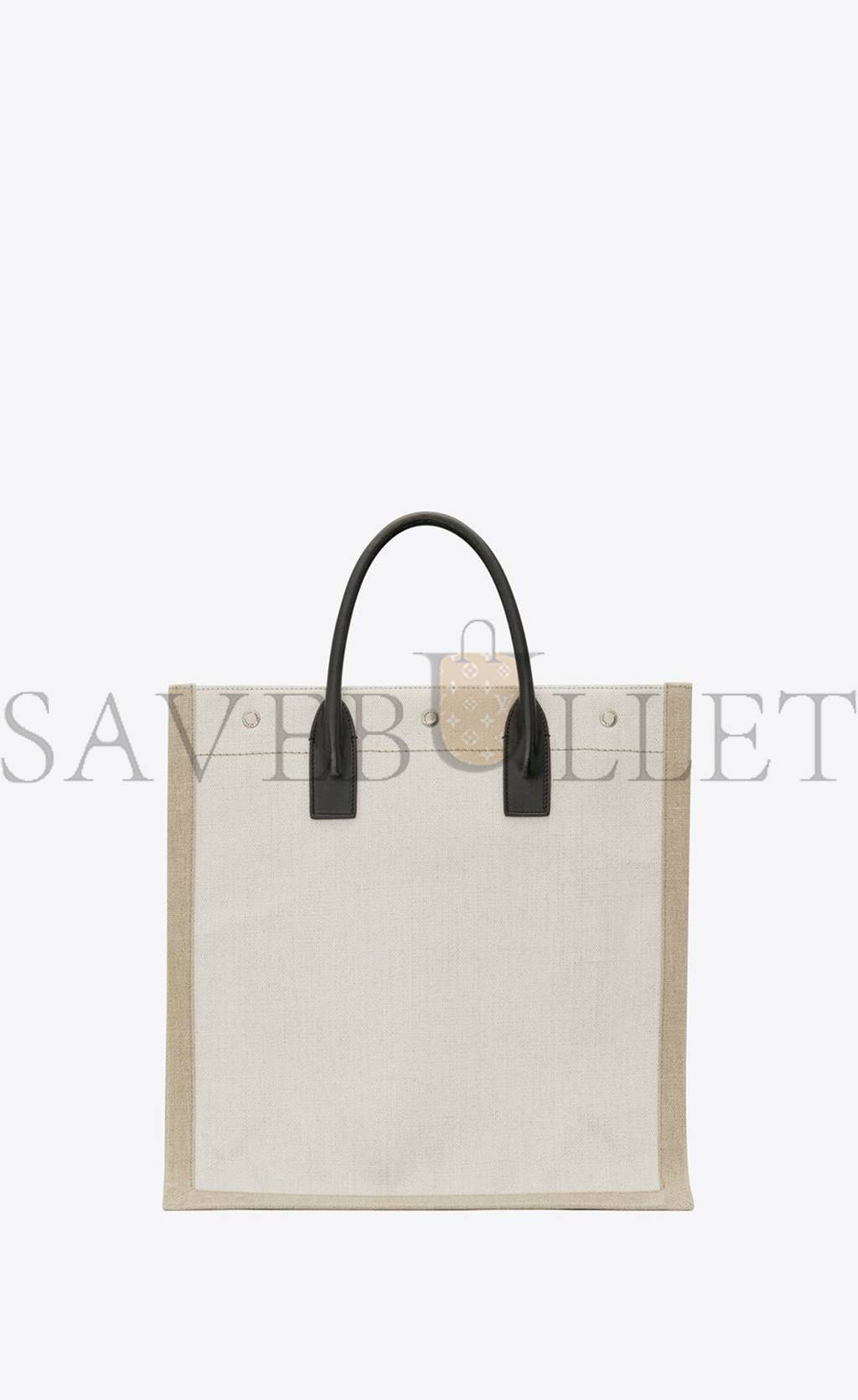 YSL RIVE GAUCHE NS SHOPPING BAG IN LINEN AND COTTON 6316829J52E9280 (39*38*17cm)