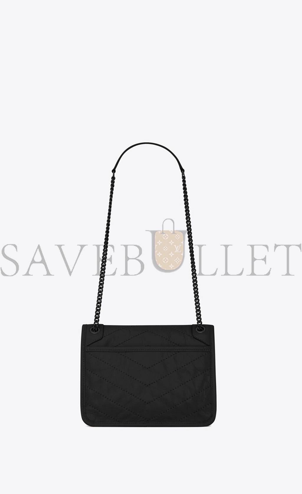 YSL NIKI BABY CHAIN BAG IN CRINKLED VINTAGE LEATHER 6331850EN081000 (21*16*7.5cm)