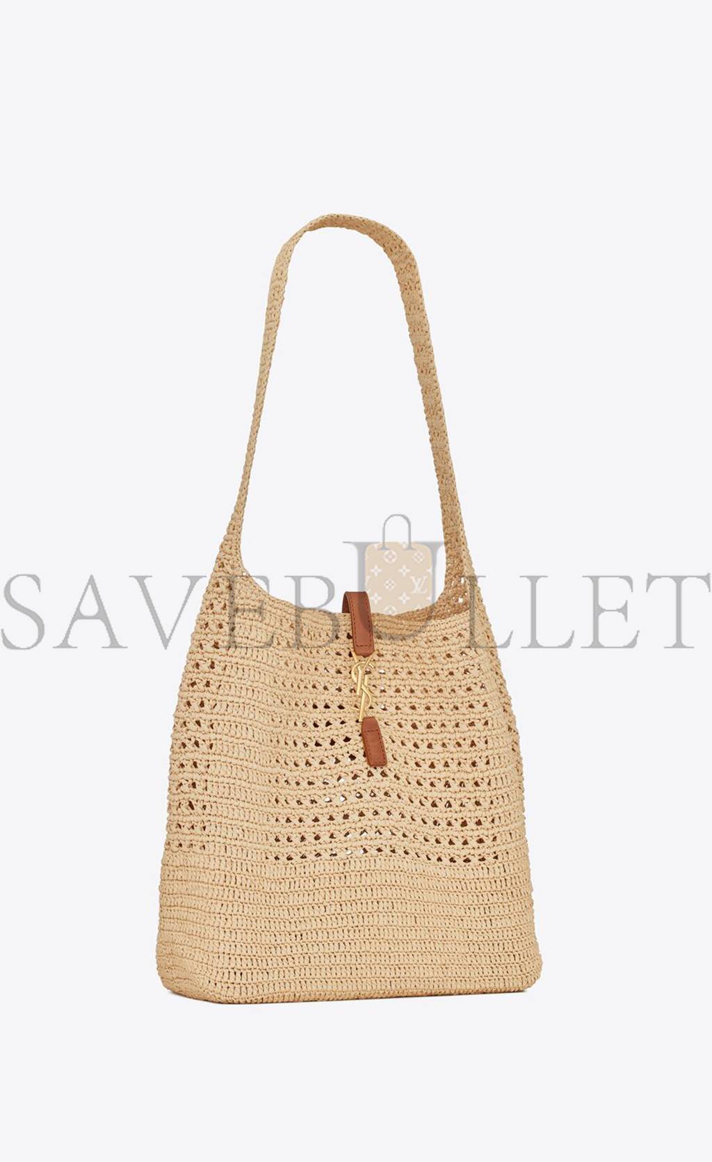 YSL HOBO RAFFIA BAG IN CROCHET AND SMOOTH LEATHER 690941GAAAR2080 (37*30*14cm)