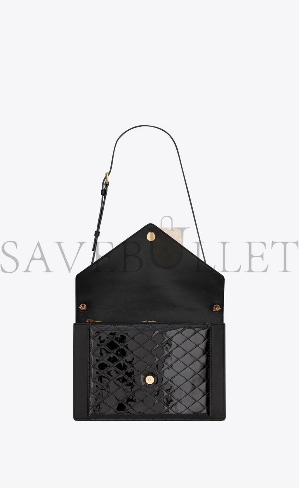 YSL GABY SATCHEL IN QUILTED LACQUERED LEATHER AND SMOOTH LEATHER 695503BMII71000 (26*18*5cm)