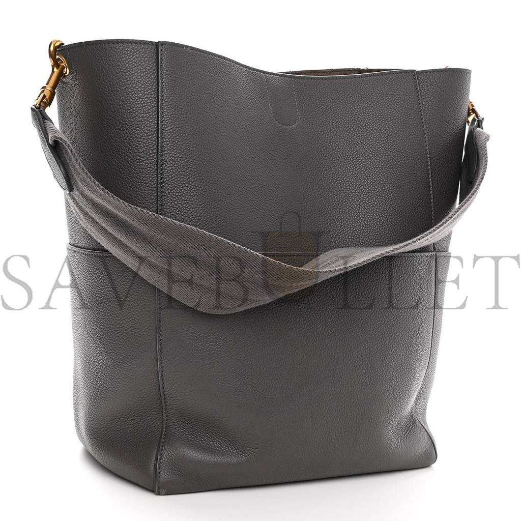 CELINE SOFT GRAINED CALFSKIN SANGLE BUCKET BAG KOHL (32*23*17cm)