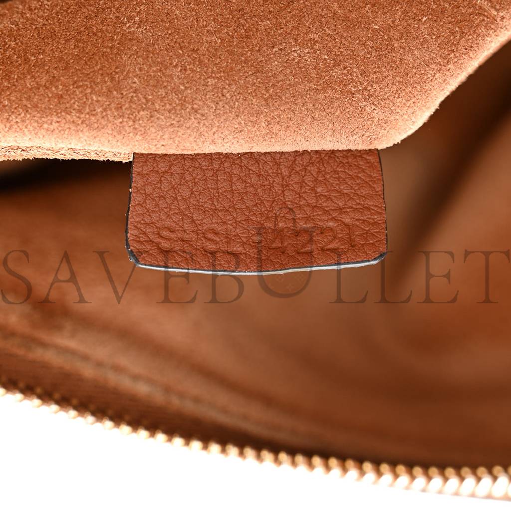 CELINE SUPPLE CALFSKIN MEDIUM STRAP LEANDRE SHOULDER BAG BROWN (44*27*3cm)