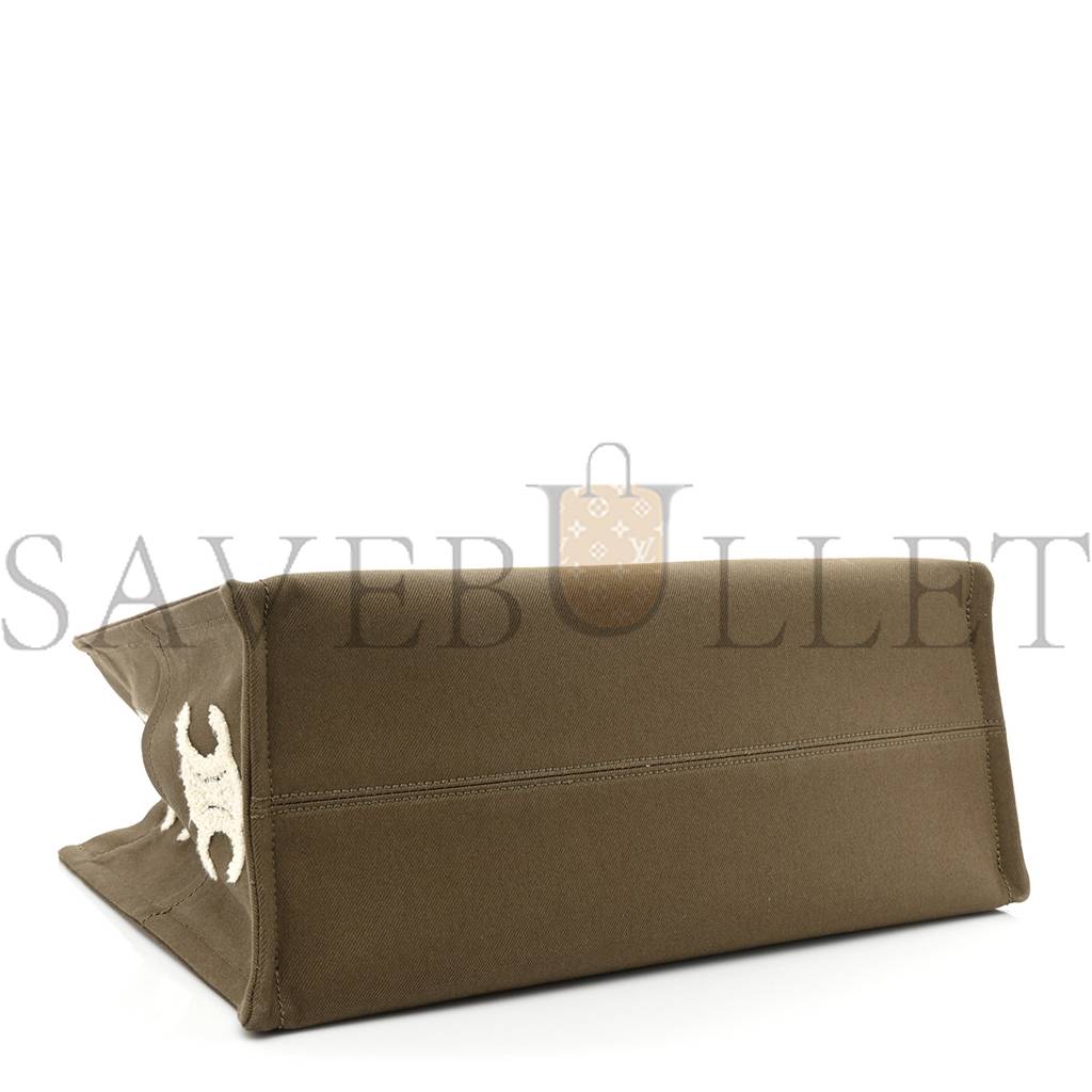 CELINE CANVAS CALFSKIN EMBROIDERED TRIOMPHE LARGE CABAS THAIS KHAKI TAN (41*29*17cm)