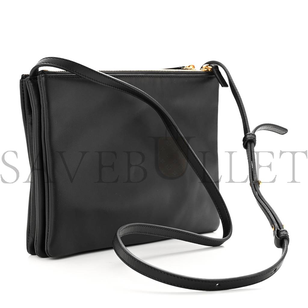 CELINE LAMBSKIN LARGE TRIO CROSSBODY BAG BLACK (24*18*3cm)