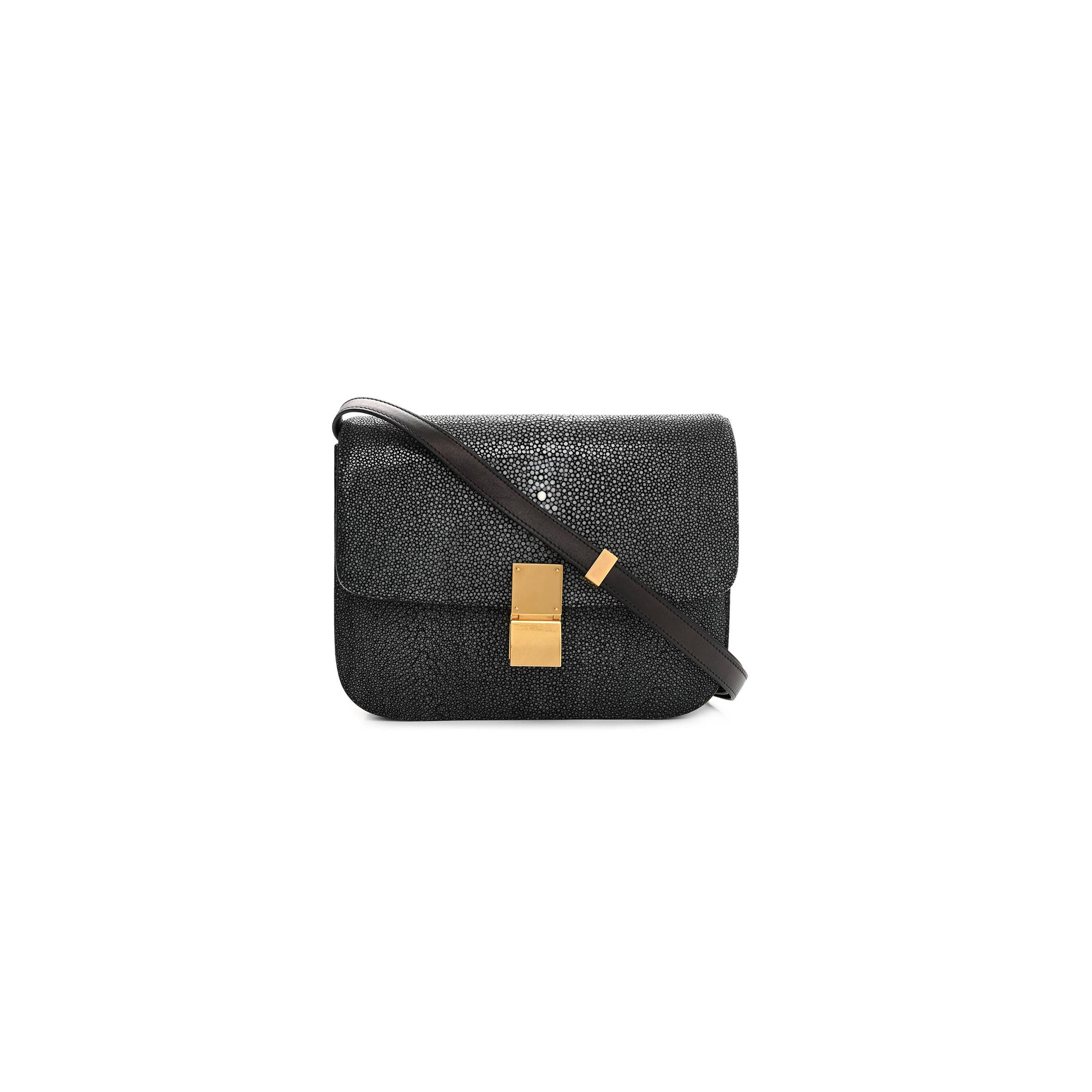 CELINE STINGRAY MEDIUM CLASSIC BOX FLAP BAG BLACK (23*18*8cm)