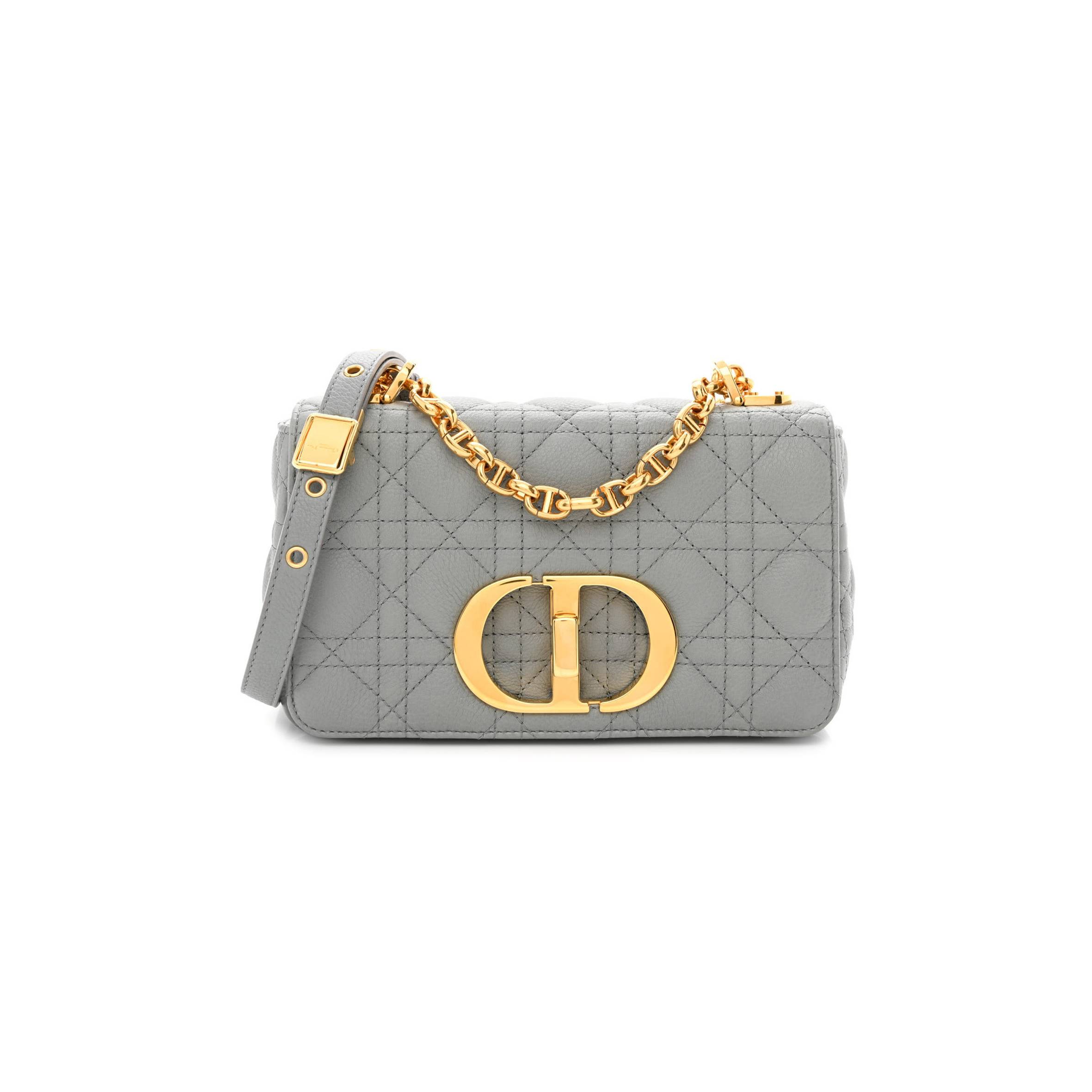 DIOR CALFSKIN CANNAGE SMALL CARO BAG GREY (20*12*7cm)