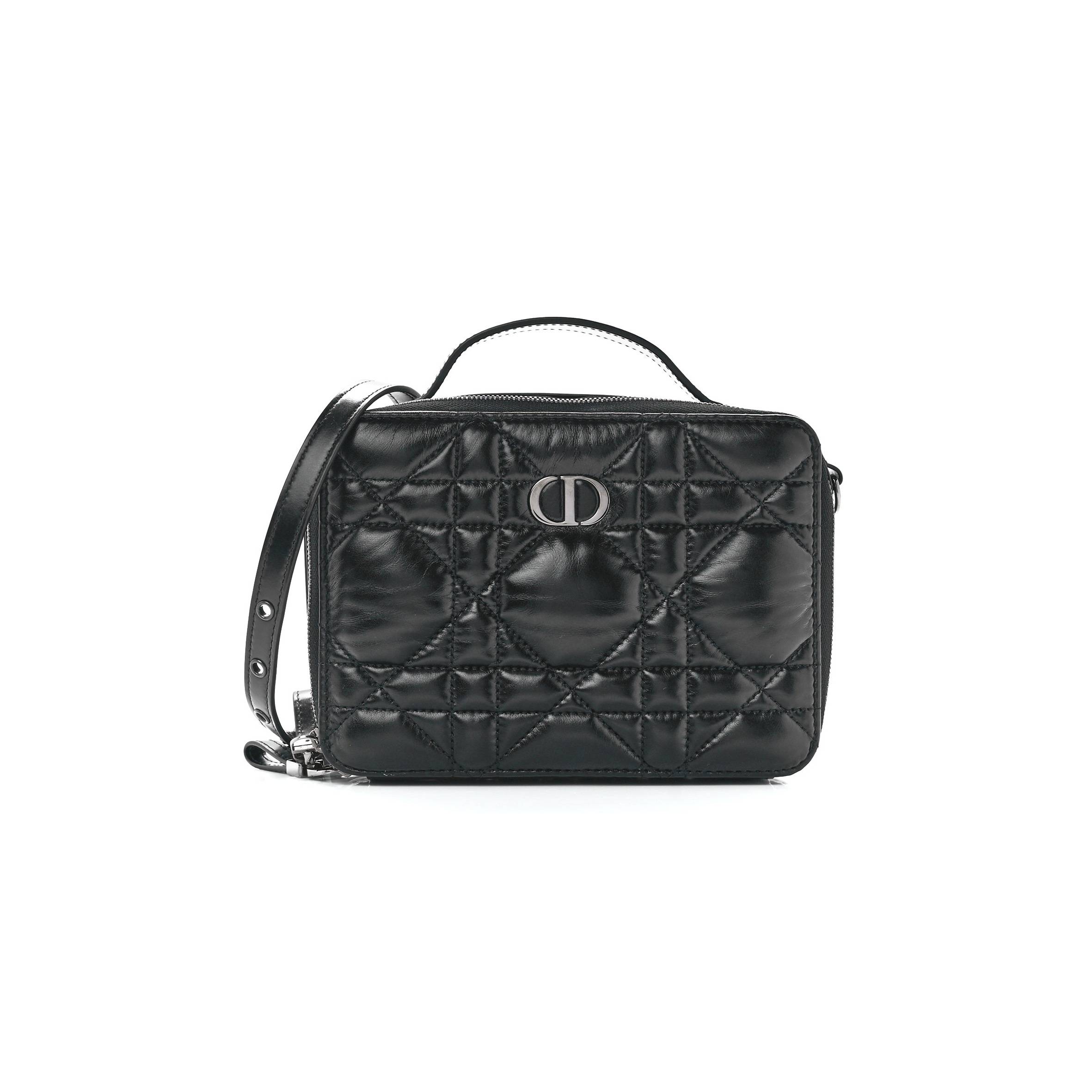 DIOR CALFSKIN MACRO-CANNAGE CARO BOX BAG BLACK (20*11*5.1cm)