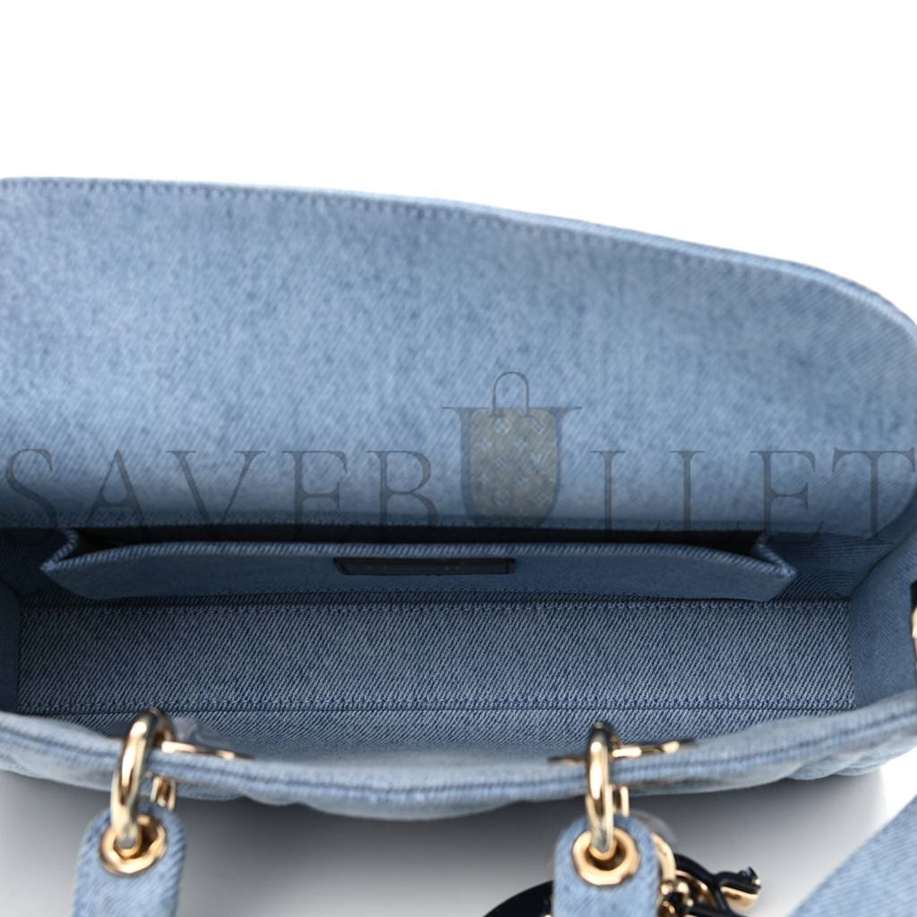 DIOR DENIM MACROCANNAGE LADY D-JOY BLUE (26*14*6.4cm)