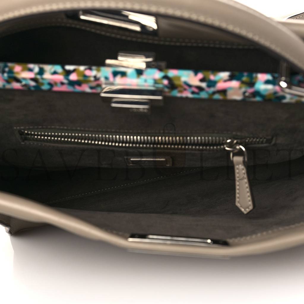 FENDI VITELLO SETA PLEXIGLASS GRANITE LARGE PEEKABOO ICONIC SATCHEL TORTORA (40*29*17cm)