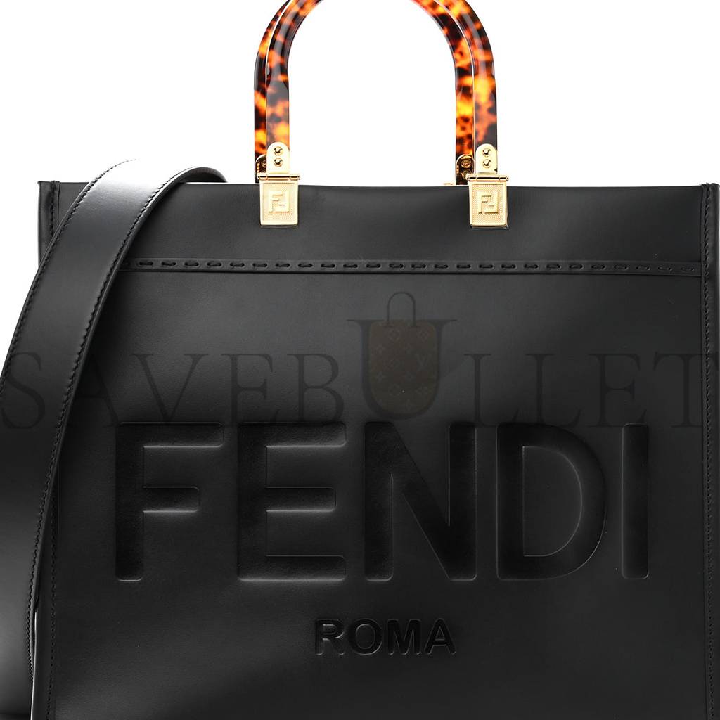 FENDI VITELLO KING PLEXIGLASS MEDIUM FENDI SUNSHINE SHOPPER TOTE BLACK (36*30*15cm)